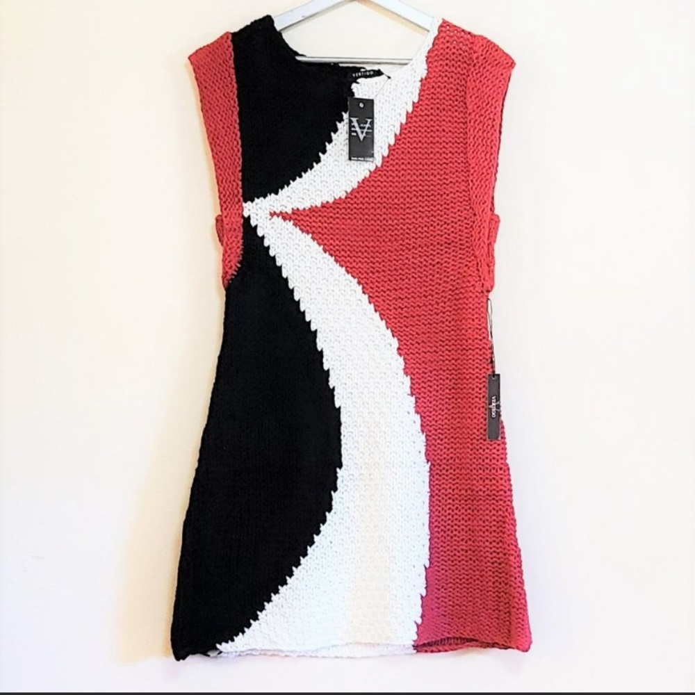 NWT Beautiful Vertigo Color Block Knit Mini Dress